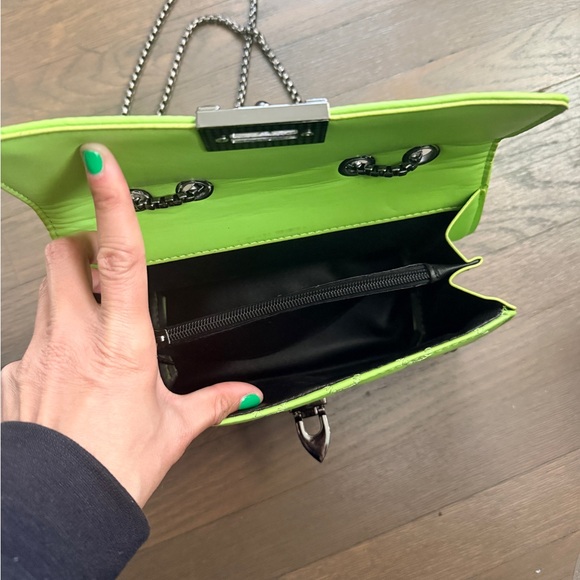 Lime Green silver studded shoulder Bag - Picture 6 of 7